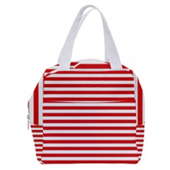 Red And White Stripes Pattern, Geometric Theme Boxy Hand Bag by Casemiro