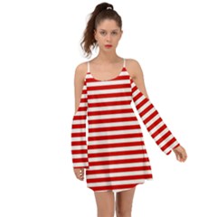 Red And White Stripes Pattern, Geometric Theme Kimono Sleeves Boho Dress by Casemiro