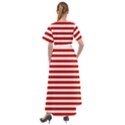 Red and white stripes pattern, geometric theme Front Wrap High Low Dress View2