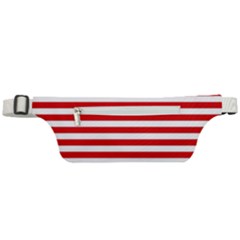 Red And White Stripes Pattern, Geometric Theme Active Waist Bag by Casemiro