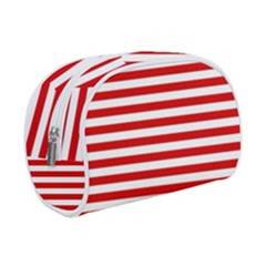 Red And White Stripes Pattern, Geometric Theme Make Up Case (small) by Casemiro