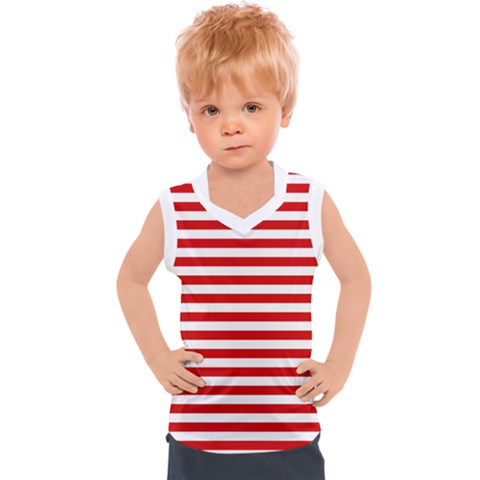 Red And White Stripes Pattern, Geometric Theme Kids  Sport Tank Top by Casemiro