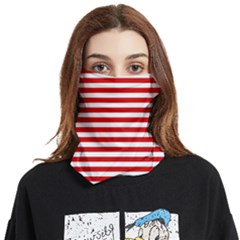 Red And White Stripes Pattern, Geometric Theme Face Covering Bandana (two Sides)