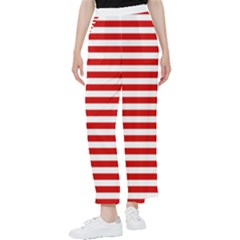 Red And White Stripes Pattern, Geometric Theme Women s Pants 