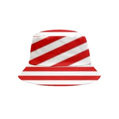 Red And White Stripes Pattern, Geometric Theme Inside Out Bucket Hat (kids)