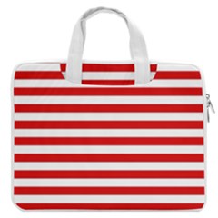 Red And White Stripes Pattern, Geometric Theme Macbook Pro Double Pocket Laptop Bag by Casemiro