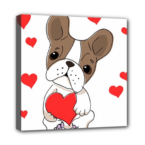 French Bulldog Hearts Mini Canvas 8  X 8  (stretched) by SomethingForEveryone