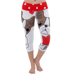 French Bulldog Hearts Capri Yoga Leggings by SomethingForEveryone