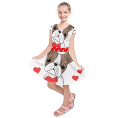 French Bulldog Hearts Kids  Short Sleeve Dress by SomethingForEveryone