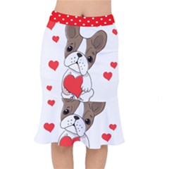 French Bulldog Hearts Short Mermaid Skirt by SomethingForEveryone