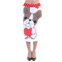 French Bulldog Hearts Velvet Midi Pencil Skirt by SomethingForEveryone