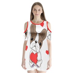 French Bulldog Hearts Shoulder Cutout Velvet One Piece by SomethingForEveryone