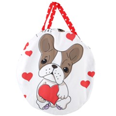 French Bulldog Hearts Giant Round Zipper Tote by SomethingForEveryone