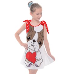 French Bulldog Hearts Kids  Tie Up Tunic Dress by SomethingForEveryone