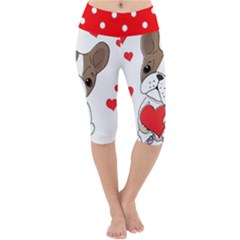 French Bulldog Hearts Lightweight Velour Cropped Yoga Leggings by SomethingForEveryone