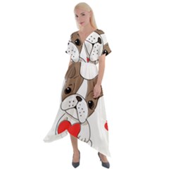 French Bulldog Hearts Cross Front Sharkbite Hem Maxi Dress by SomethingForEveryone