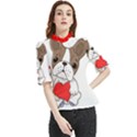 French Bulldog Hearts Frill Neck Blouse View1