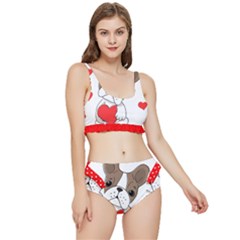 French Bulldog Hearts Frilly Bikini Set by SomethingForEveryone