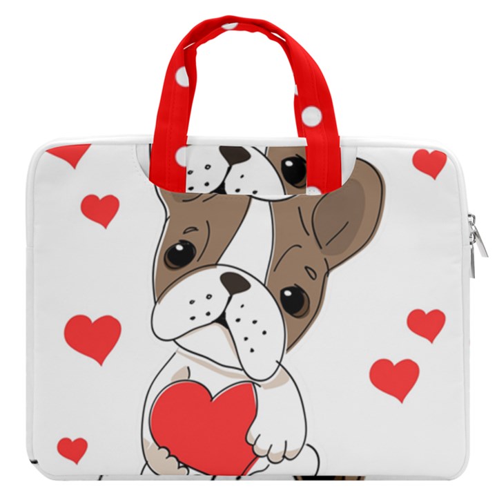 French Bulldog Hearts MacBook Pro Double Pocket Laptop Bag (Large)