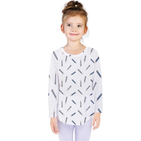 Gray Pencils On A Light Background Kids  Long Sleeve Tee by SychEva