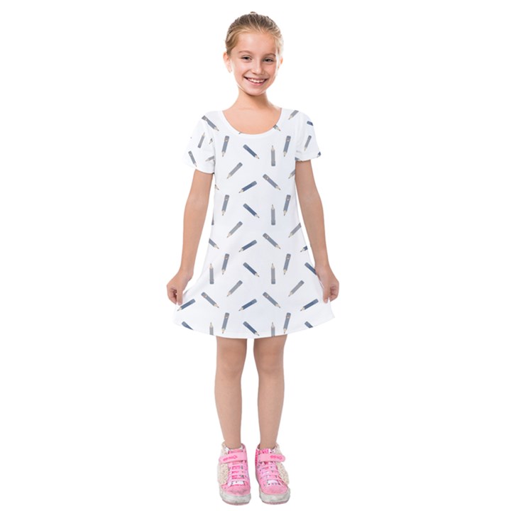 Gray Pencils On A Light Background Kids  Short Sleeve Velvet Dress