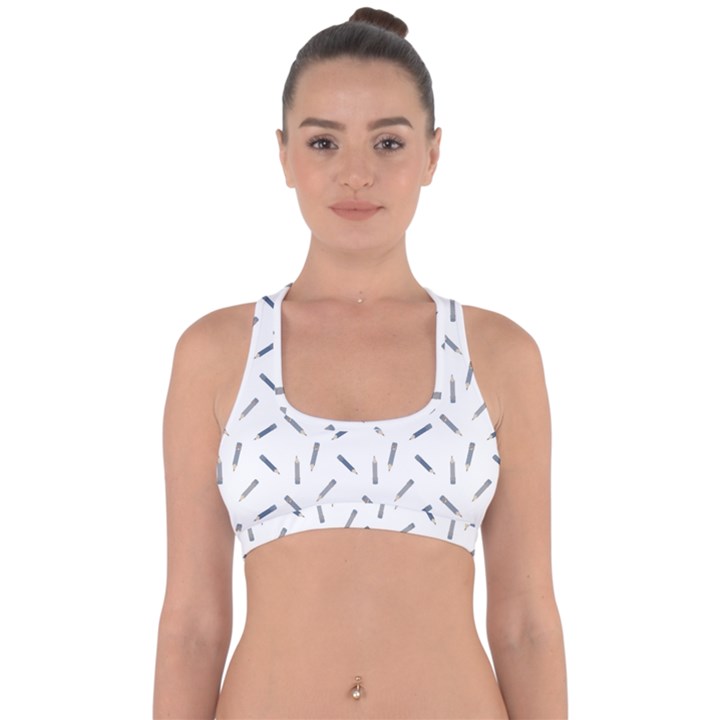 Gray Pencils On A Light Background Cross Back Hipster Bikini Top 