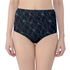 Turquoise Abstract Flowers With Splashes On A Dark Background  Abstract Print Classic High-waist Bikini Bottoms by SychEva