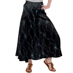 Turquoise Abstract Flowers With Splashes On A Dark Background  Abstract Print Satin Palazzo Pants by SychEva