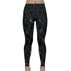 Turquoise Abstract Flowers With Splashes On A Dark Background  Abstract Print Lightweight Velour Classic Yoga Leggings by SychEva