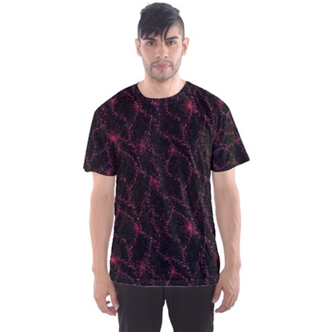 Pink Abstract Flowers With Splashes On A Dark Background  Abstract Print Men s Sport Mesh Tee by SychEva