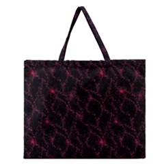 Pink Abstract Flowers With Splashes On A Dark Background  Abstract Print Zipper Large Tote Bag by SychEva