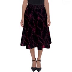 Pink Abstract Flowers With Splashes On A Dark Background  Abstract Print Perfect Length Midi Skirt by SychEva