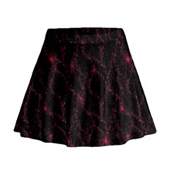 Pink Abstract Flowers With Splashes On A Dark Background  Abstract Print Mini Flare Skirt by SychEva