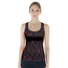 Pink Abstract Flowers With Splashes On A Dark Background  Abstract Print Racer Back Sports Top by SychEva