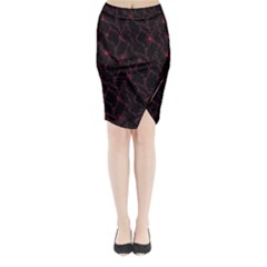 Pink Abstract Flowers With Splashes On A Dark Background  Abstract Print Midi Wrap Pencil Skirt by SychEva