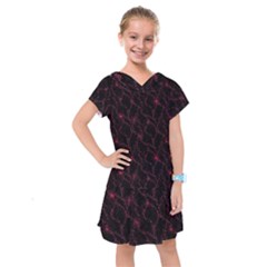 Pink Abstract Flowers With Splashes On A Dark Background  Abstract Print Kids  Drop Waist Dress by SychEva