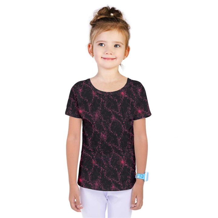 Pink Abstract Flowers With Splashes On A Dark Background  Abstract Print Kids  One Piece Tee