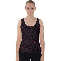 Pink Abstract Flowers With Splashes On A Dark Background  Abstract Print Velvet Tank Top by SychEva