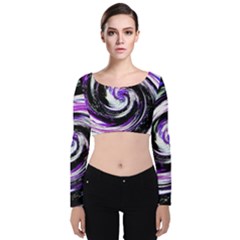 Canvas-acrylic-digital-design Velvet Long Sleeve Crop Top by Amaryn4rt