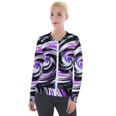 Canvas-acrylic-digital-design Velvet Zip Up Jacket by Amaryn4rt