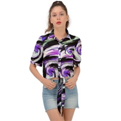 Canvas-acrylic-digital-design Tie Front Shirt  by Amaryn4rt