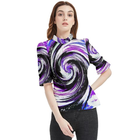 Canvas-acrylic-digital-design Frill Neck Blouse by Amaryn4rt