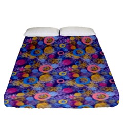 Multicolored Circles And Spots Fitted Sheet (queen Size) by SychEva