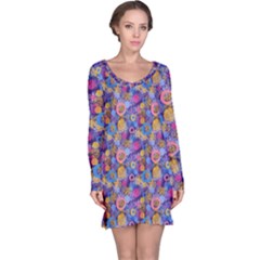 Multicolored Circles And Spots Long Sleeve Nightdress by SychEva