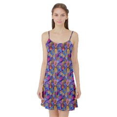 Multicolored Circles And Spots Satin Night Slip by SychEva