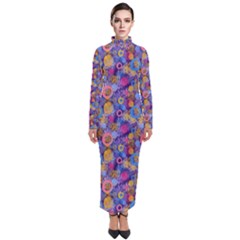 Multicolored Circles And Spots Turtleneck Maxi Dress by SychEva