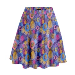 Multicolored Circles And Spots High Waist Skirt by SychEva