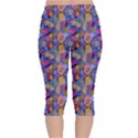 Multicolored Circles And Spots Velvet Capri Leggings  View2