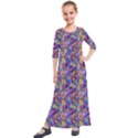 Multicolored Circles And Spots Kids  Quarter Sleeve Maxi Dress View1