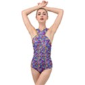 Multicolored Circles And Spots Cross Front Low Back Swimsuit View1